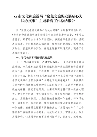 市文化和旅游局“聚焦文旅促发展 贴心为民办实事”主题教育工作总结报告