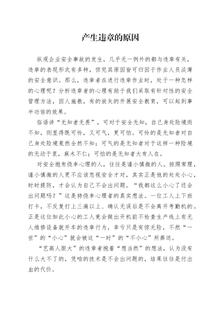 产生违章的原因