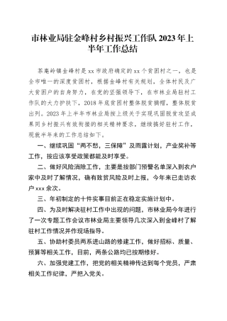 市林业局驻金峰村乡村振兴工作队2023年上半年工作总结（20230609）