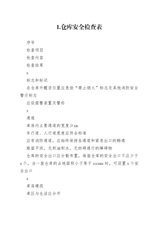 仓库安全检查表