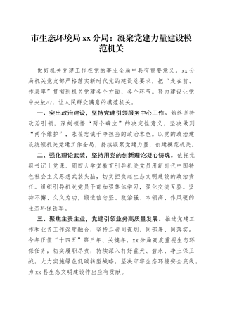 市生态环境局分局：凝聚党建力量 建设模范机关（20230731）