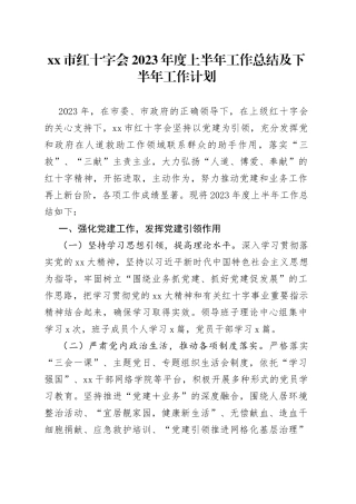市红十字会2023年度上半年工作总结及下半年工作计划