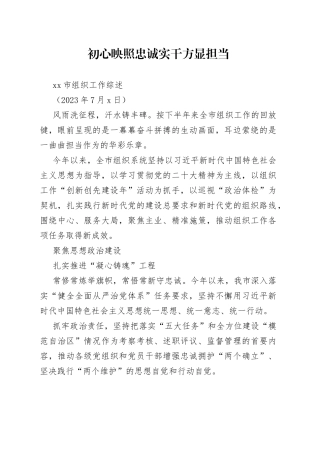 市组织工作综述