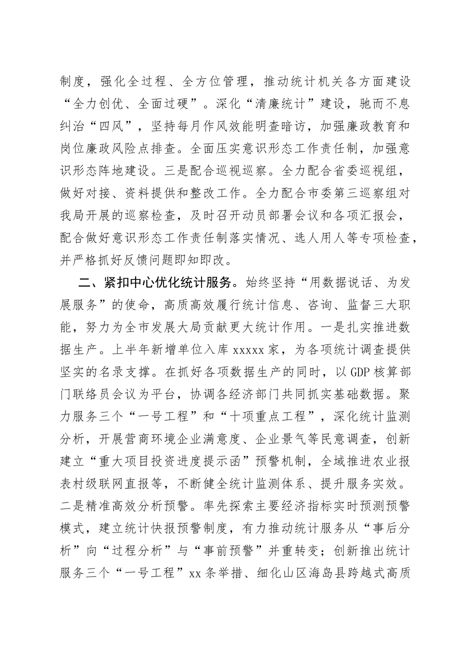 市统计局2023年重点工作落实情况半年度总结（20230705）_第2页