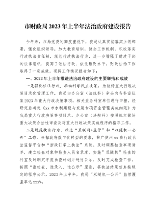 市财政局2023年上半年法治政府建设报告（20230628）