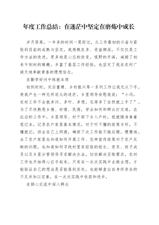 年度工作总结在迷茫中坚定在磨炼中成长