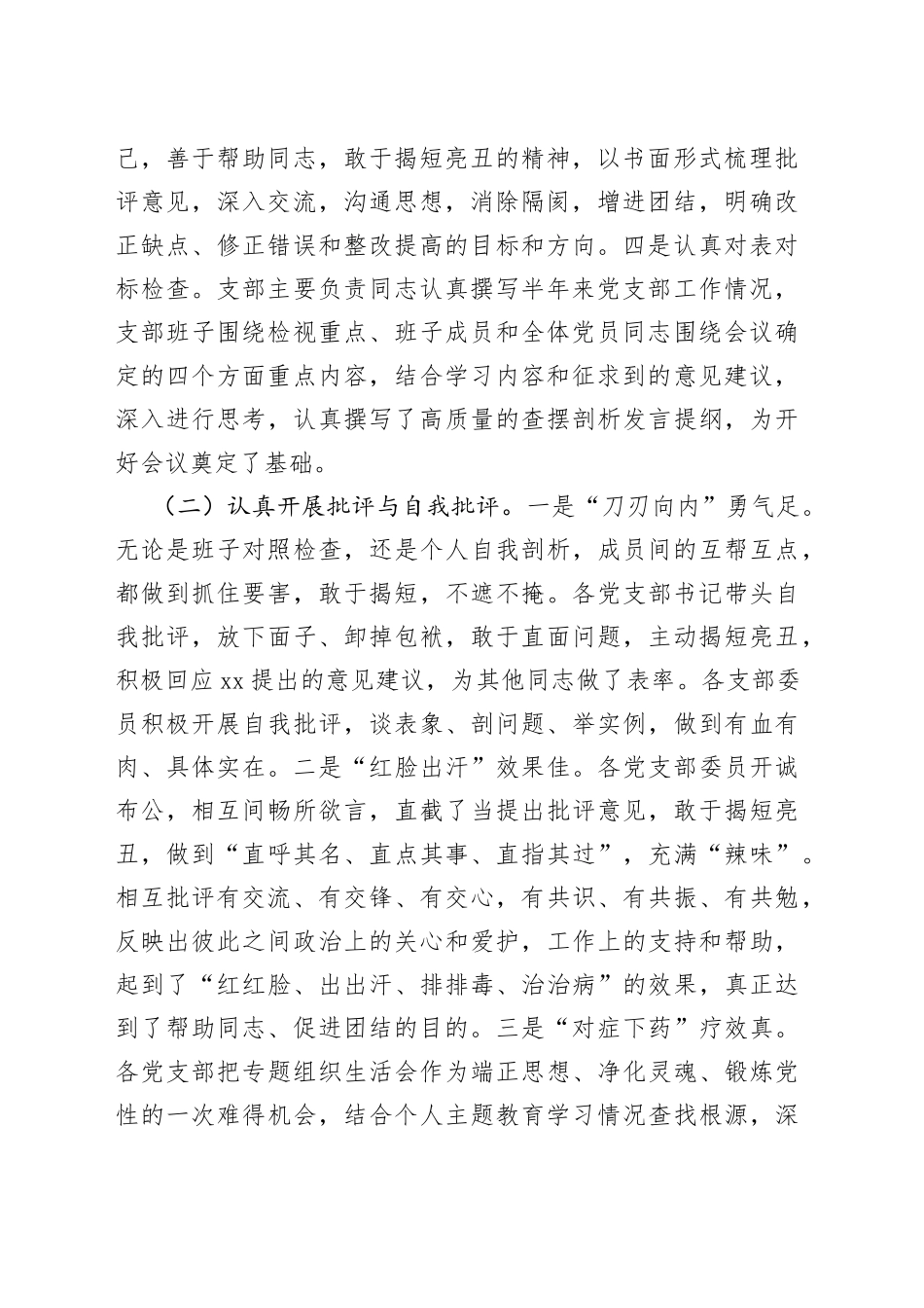 党委各党支部主题教育民主生活会情况报告工作汇报总结230903_第2页