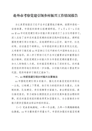 党建引领乡村振兴工作情况考察报告