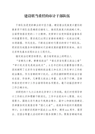 建设堪当重任的审计干部队伍