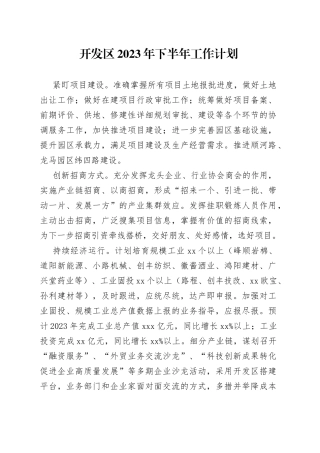 开发区2023年下半年工作计划（20230625）