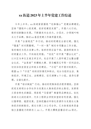 街道2023年上半年党建工作综述（20230731）