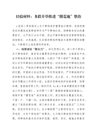 经验材料：多措并举推进“撂荒地”整治