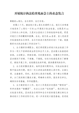 开展统计执法检查表态发言材料（5）