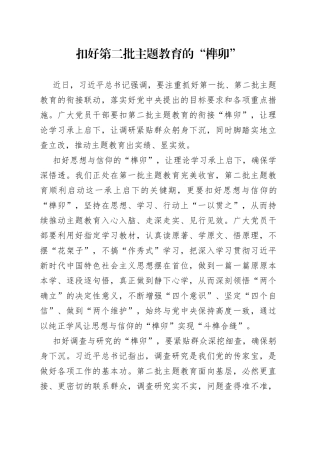 扣好第二批主题教育的“榫卯”