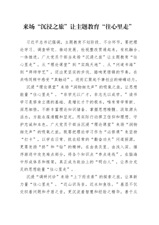 来场“沉浸之旅”让主题教育“往心里走”