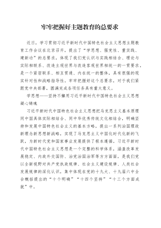 牢牢把握好主题教育的总要求