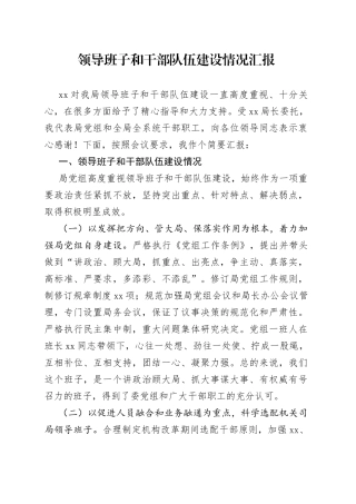领导班子和干部队伍建设情况汇报