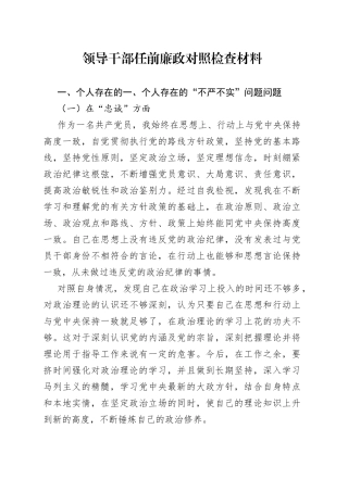 领导干部任前廉政对照检查材料