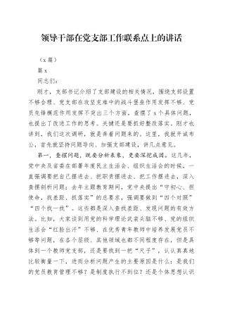 领导干部在党支部工作联系点上的讲话2篇