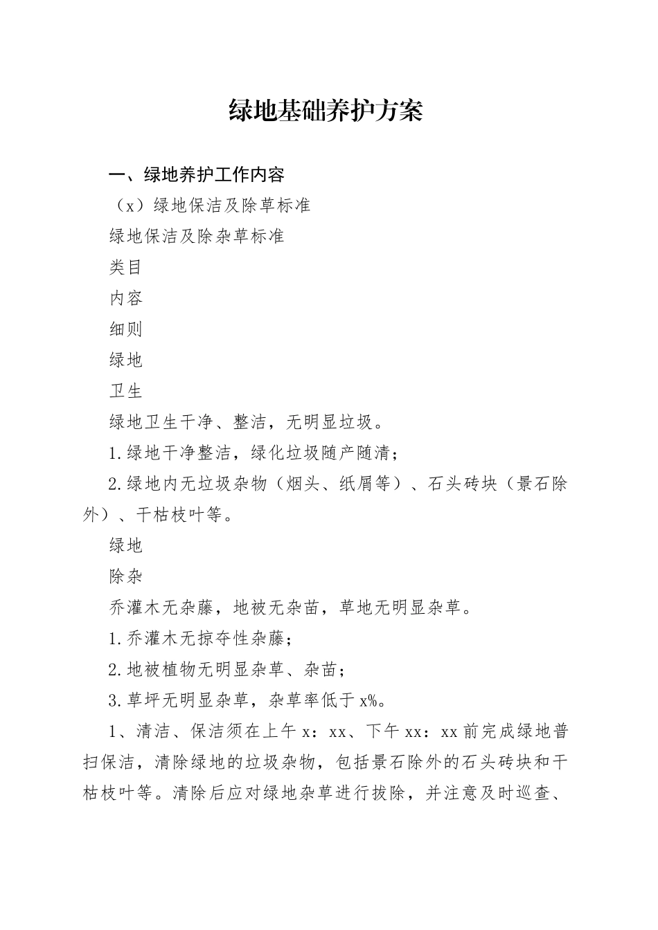绿地基础养护方案_第1页