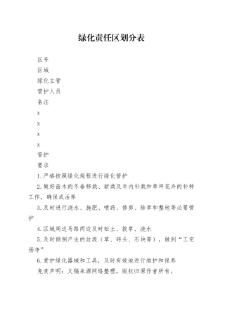 绿化责任区划分表