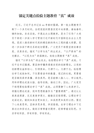 锚定关键点 检验主题教育“真”成效
