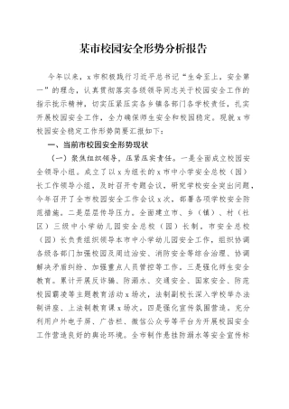 某市校园安全形势分析报告