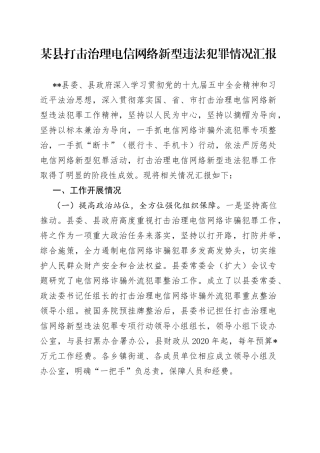 某县打击治理电信网络新型违法犯罪情况汇报