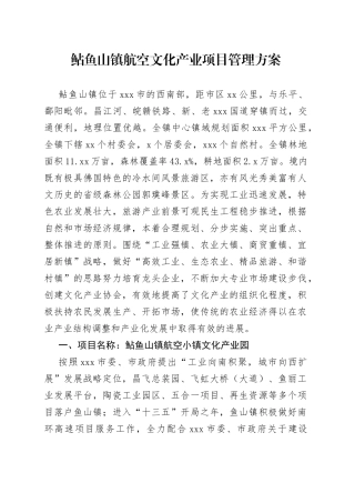 鲇鱼山镇航空文化产业项目管理方案