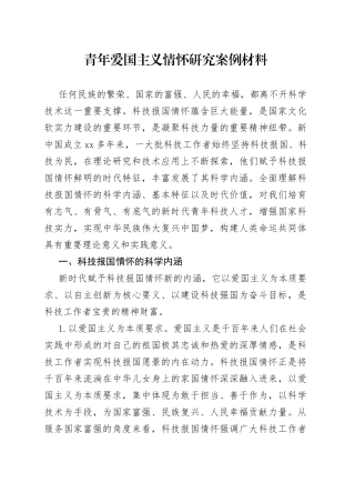青年爱国主义情怀研究案例材料