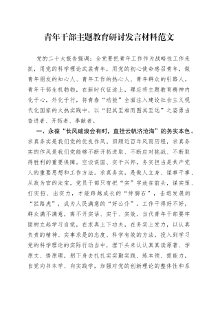 青年干部教育研讨发言材料学习心得体会