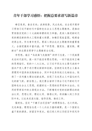 青年干部学习感悟：把握总要求谱写新篇章