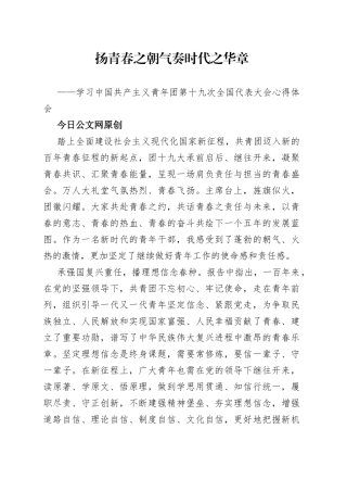 青年干部学习共青团十九大精神心得体会