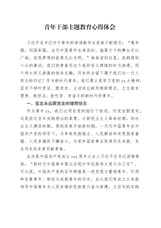 青年干部主题教育心得体会