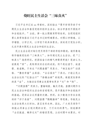 烧旺民主生活会“三昧真火”