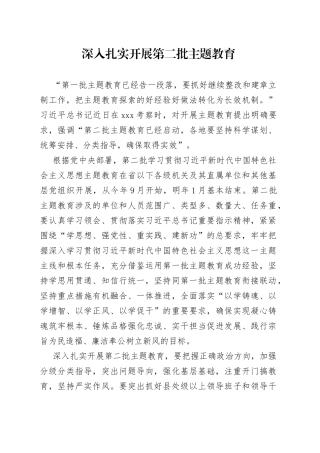 深入扎实开展第二批主题教育