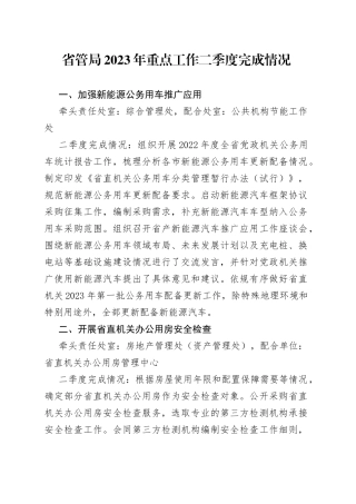 省管局2023年重点工作二季度完成情况（2230706）