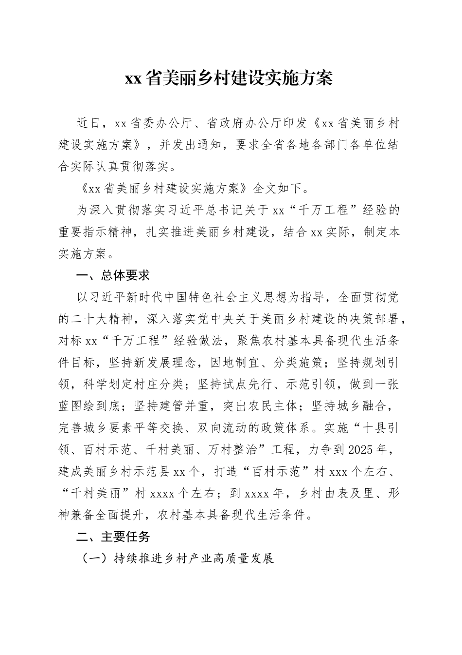 省美丽乡村建设实施方案（2023年7月18日）_第1页