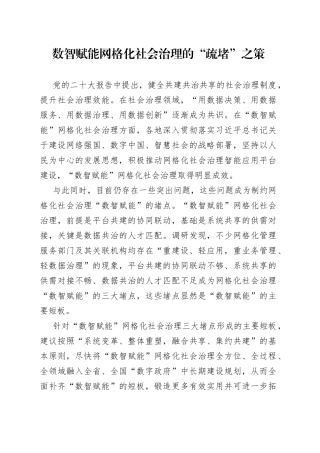 数智赋能网格化社会治理的“疏堵”之策