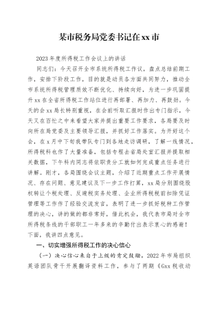 所得税工作会议上的讲话