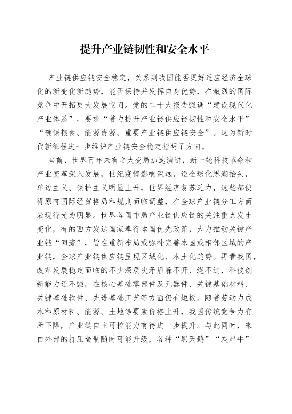 提升产业链韧性和安全水平_第1页