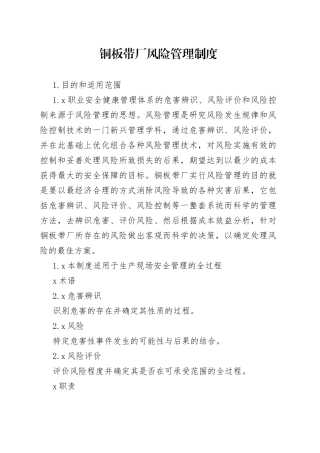 铜板带厂风险管理制度