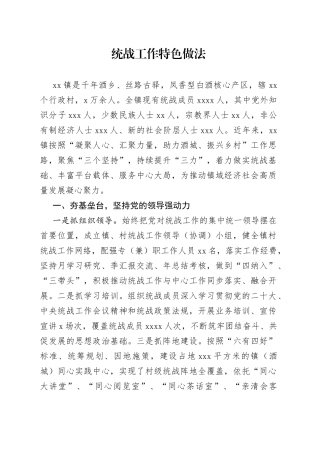 统战工作特色做法
