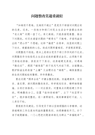 问题整改莫避重就轻