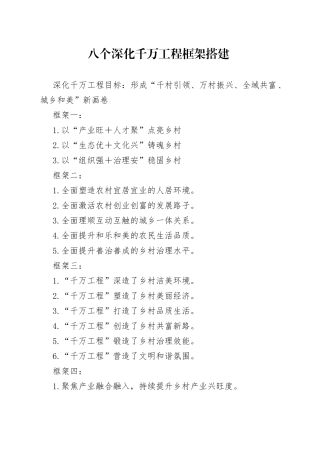 八个深化千万工程框架搭建