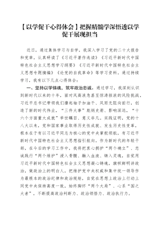 把握精髓学深悟透以学促干展现担当