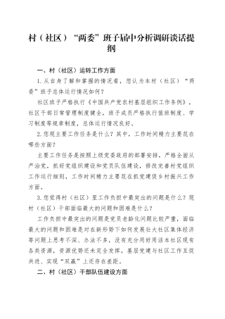 班子届中分析调研谈话提纲