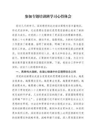 参加专题培训班学习心得体会
