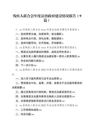 残疾人联合会 年度法治政府建设情况报告合集（9篇）