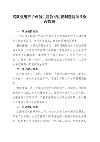 残联党组班子成员主题教育检视问题清单及整改措施